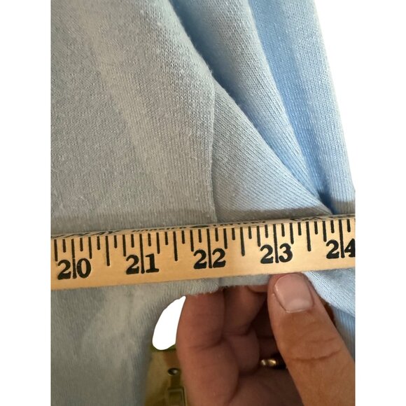 White House Black Market WHBM Light Blue Longline Top Ruched Hips Size Medium - Picture 9 of 12